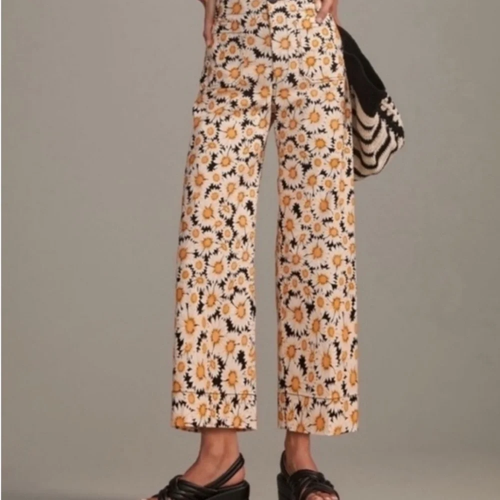 Anthropologie Sunflower Print Wide-Leg Pants - Picture 2 of 4